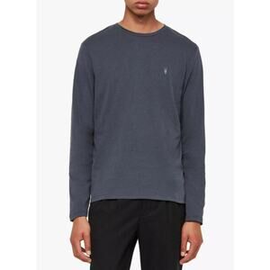 AllSaints Brace Tonic Long Sleeve Crew Tee Shirt Slim Fit Dark Blue Size XXL